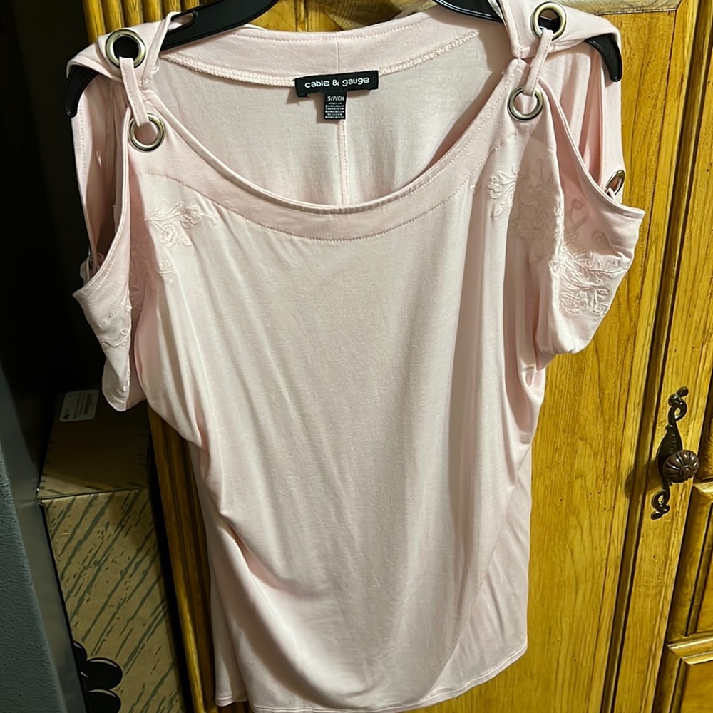 Cable & Gauge pastel pink floral  printed blouse